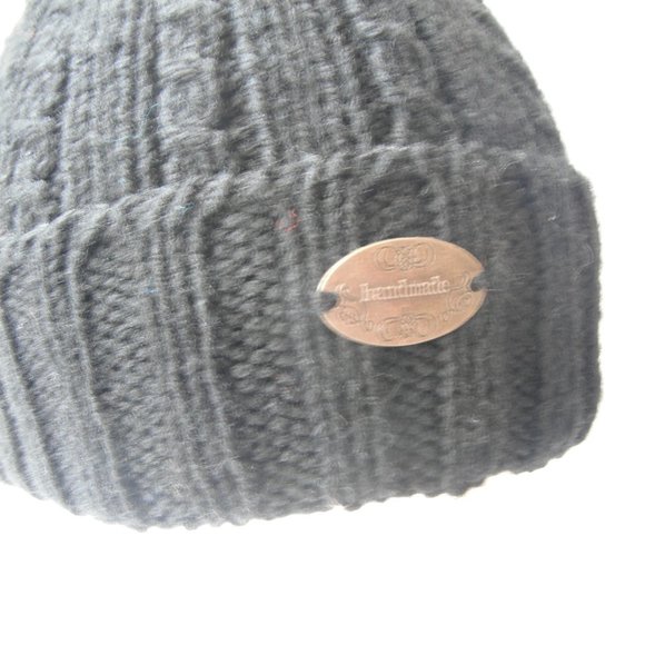 Hand Knitted Hat Toque Adult Size S-(M Acrylic Color Black - 018 Hand knit by me - Picture 6 of 9